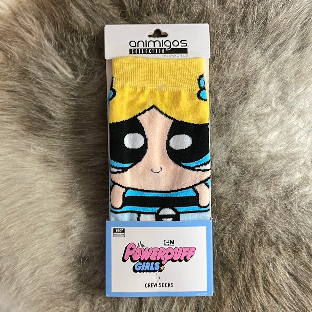 NWT CN Cartoon Network The Powerpuff Girls Bubbles 360 Character Crew Socks